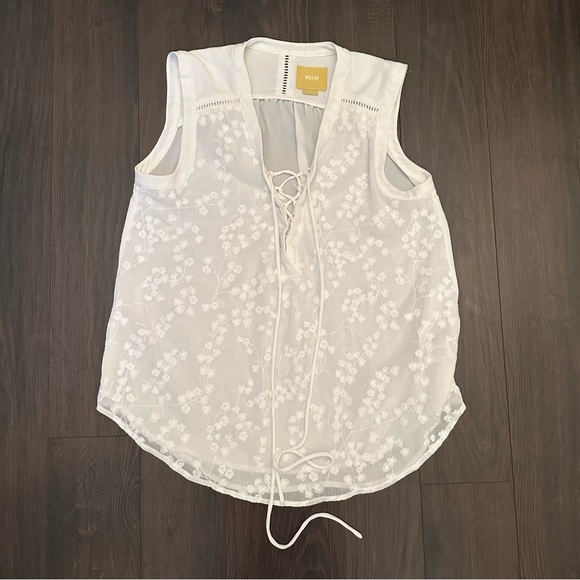 Anthropologie Maeve embroidered top‎ white - Picture 5 of 9